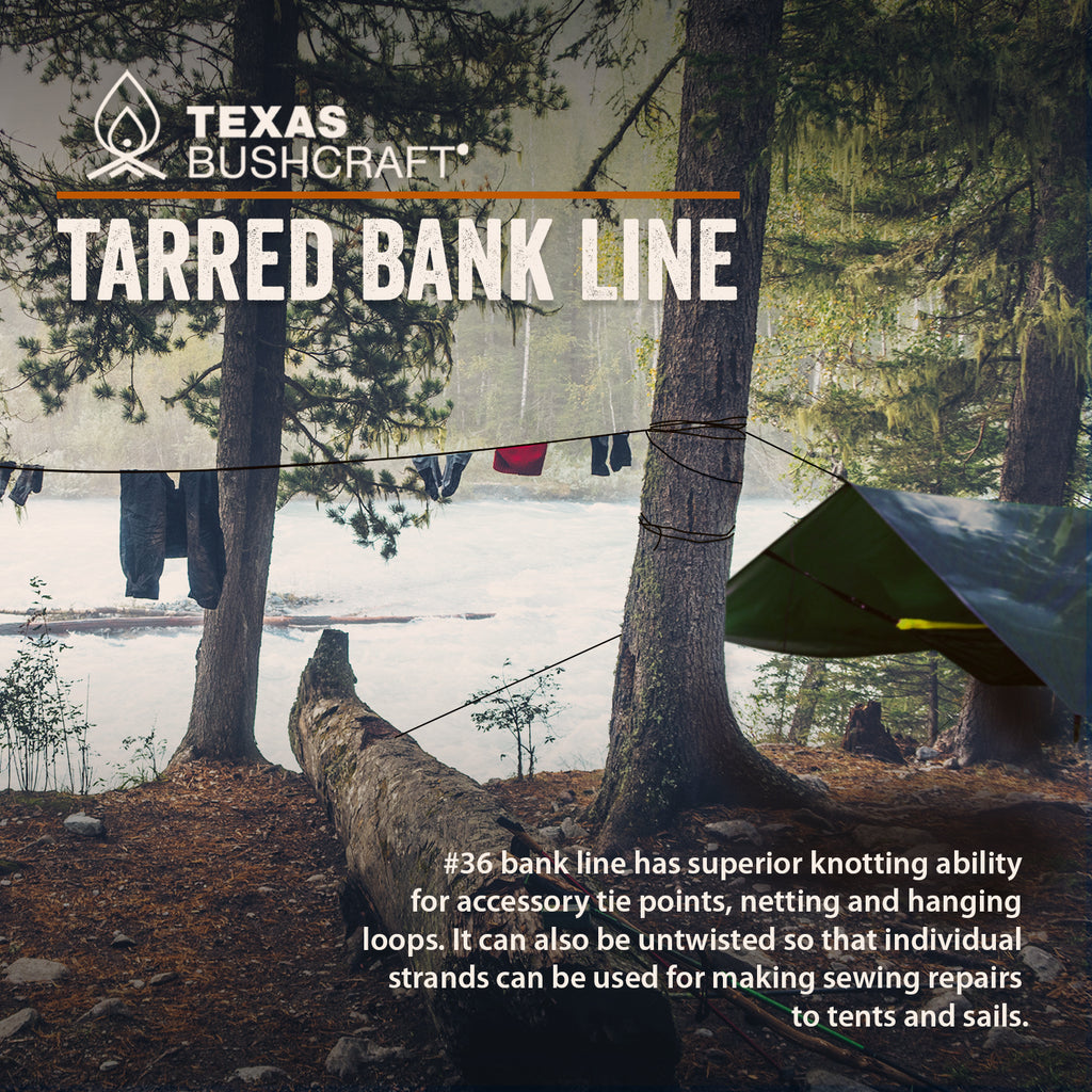Tarred Twine - 100% Nylon Bank Line for Bushcraft, Netting, Gear