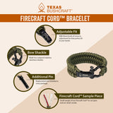 Texas Bushcraft Firecraft Cord Paracord Bracelet  6Q-4ZFJ-RF7B 9H-POW2-93VM QZ-IBQL-YNJ2 A9-0FGA-NO65 SZ-2F8K-EJH1 83-40T7-FI8T