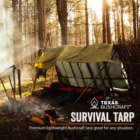 Texas Bushcraft Survival Tarp Waterproof 10x10 70D Ripstop Nylon