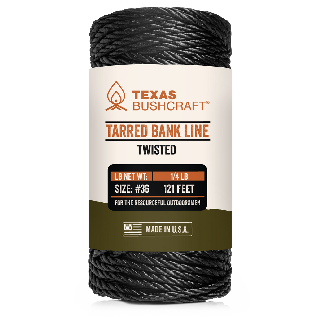 Texas Bushcraft Tarred Bank Line Twine - #36 Black Nylon String